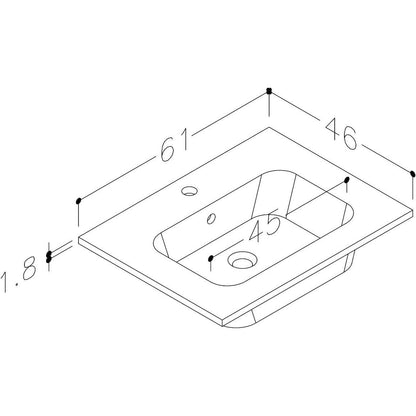 Mueble para lavabo y lavabo suspendido con 2 cajones y 610 mm Bateba - Gris brillante