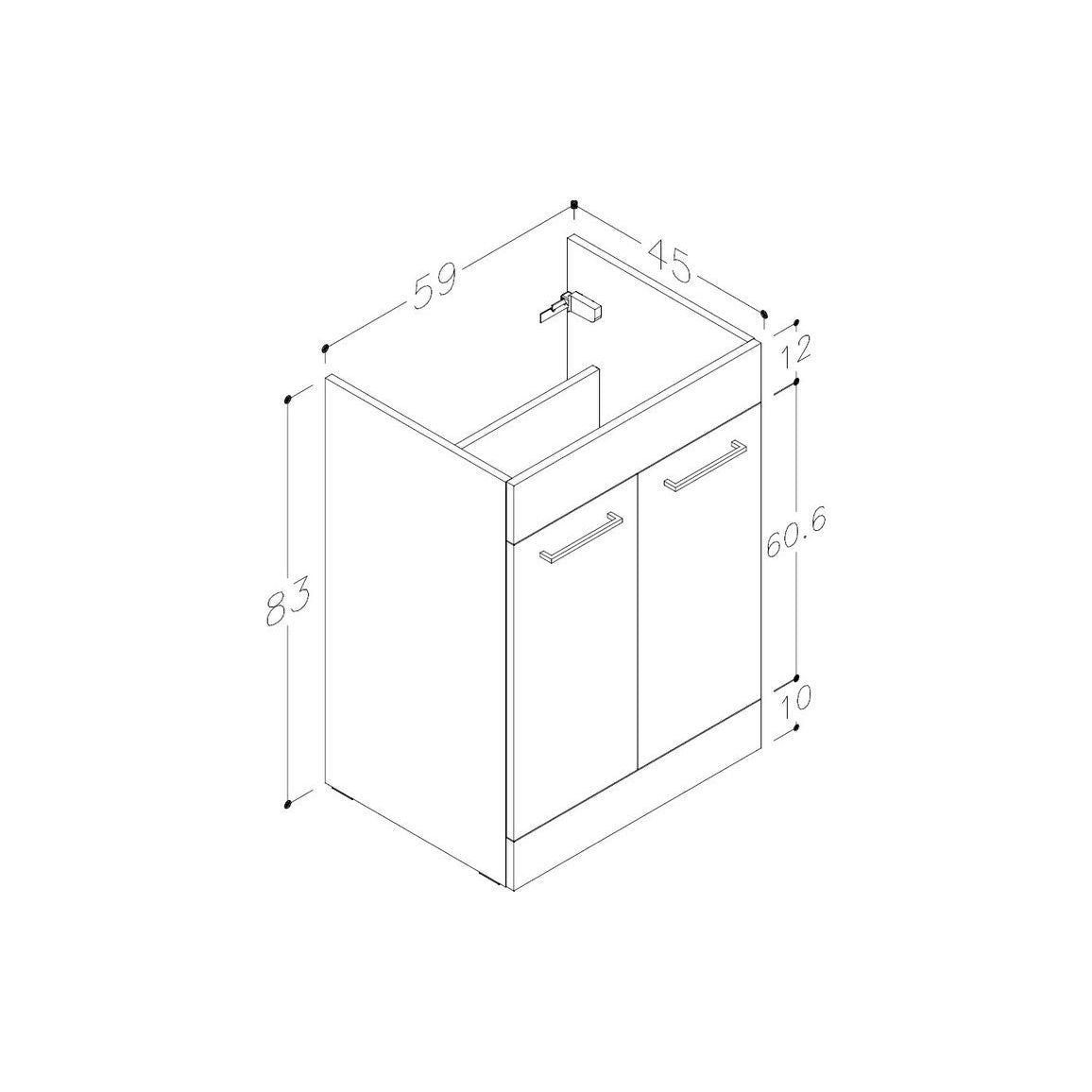 Meuble Lavabo et Lavabo à 2 Portes à Poser au Sol Bateba 610 mm - Chêne