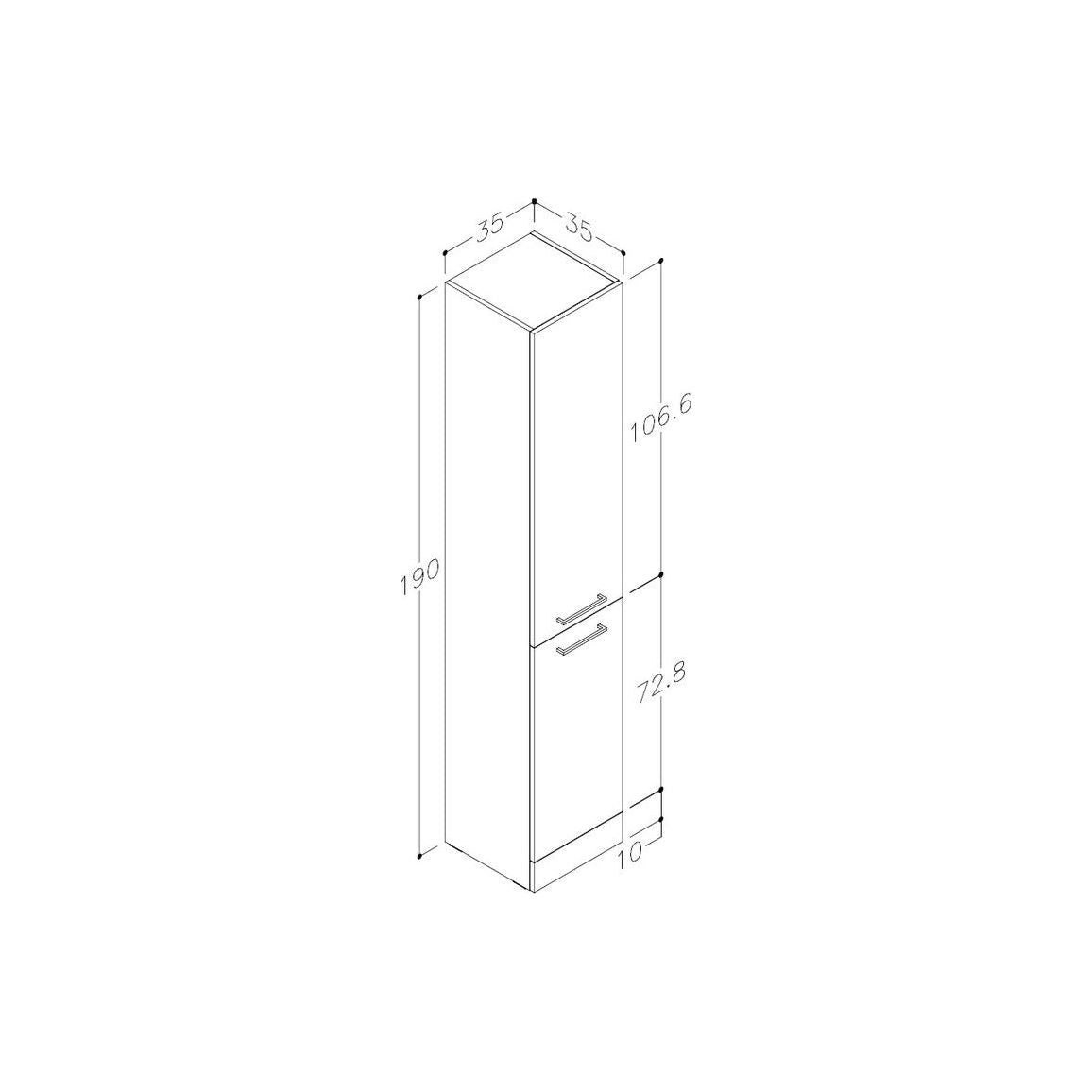 Unidad alta de suelo con 2 puertas Grove de 350 mm - Blanco brillante