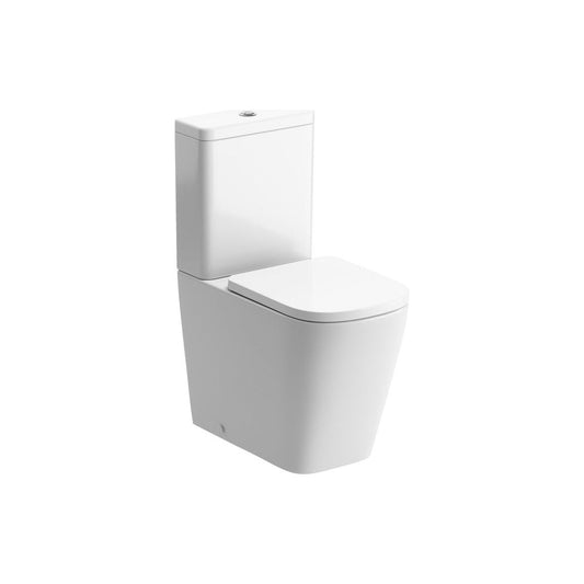 Henshaw WC à hauteur confortable et siège à fermeture douce, sans rebord, entièrement enveloppé