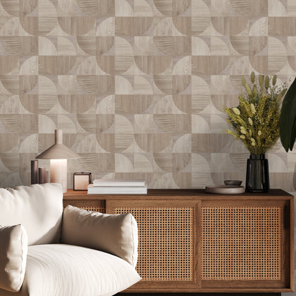 Graham & Brown Wood Round Shapes Brown Wallpaper (121135)