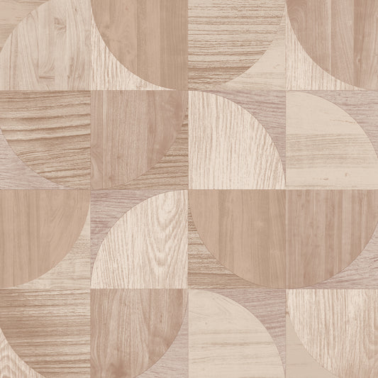 Graham & Brown Wood Round Shapes Brown Wallpaper (121135)