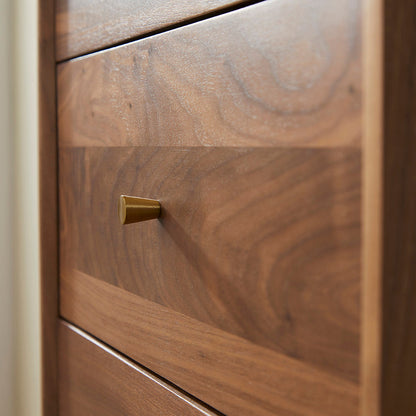 Wright Walnut Tallboy Chest of 5 Drawers