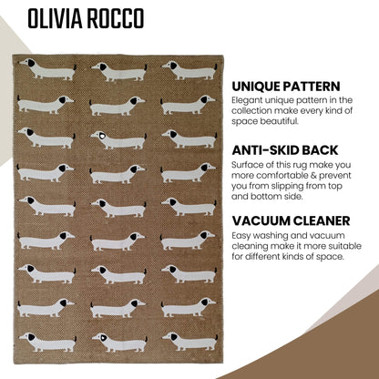 Animal Printed Rug Sausage Dog Modern Non-Slip Soft Durable Floor Rug for Living Room Bedroom Hallway & Office by OLIVIA ROCCO