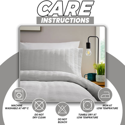 Belgravia Grey Microfibre Duvet Cover Set with Pillowcases Soft Easy Care Modern Quilt Bedding Bed Linen Set by OLIVIA ROCCO