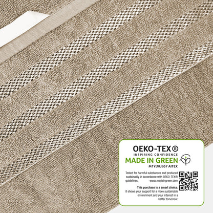 Belmont Viscose Stripe Beige Towels 100% Cotton Hotel Quality Super Absorbent 10 Piece Bale Set, 4 Hand Towel & 12 Face Cloths by OLIVIA ROCCO