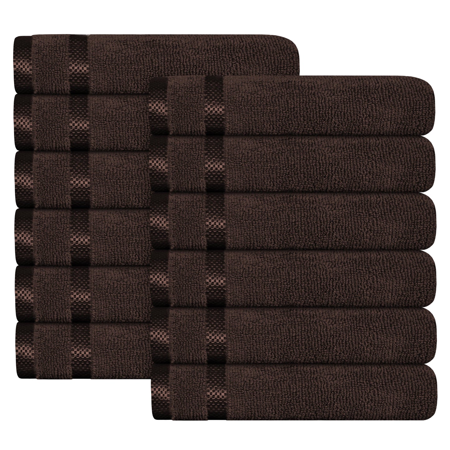 Belmont Viscose Stripe Brown Towels 100% Cotton Hotel Quality Super Absorbent 10 Piece Bale Set, 4 Hand Towel & 12 Face Cloths by OLIVIA ROCCO