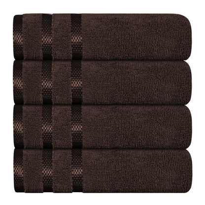Belmont Viscose Stripe Brown Towels 100% Cotton Hotel Quality Super Absorbent 10 Piece Bale Set, 4 Hand Towel & 12 Face Cloths by OLIVIA ROCCO