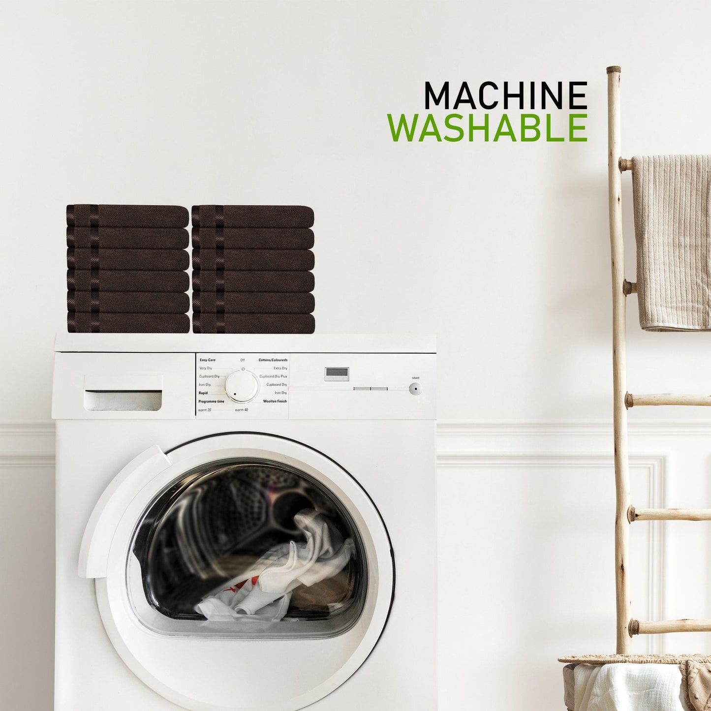 Belmont Viscose Stripe Brown Towels 100% Cotton Hotel Quality Super Absorbent 10 Piece Bale Set, 4 Hand Towel & 12 Face Cloths by OLIVIA ROCCO