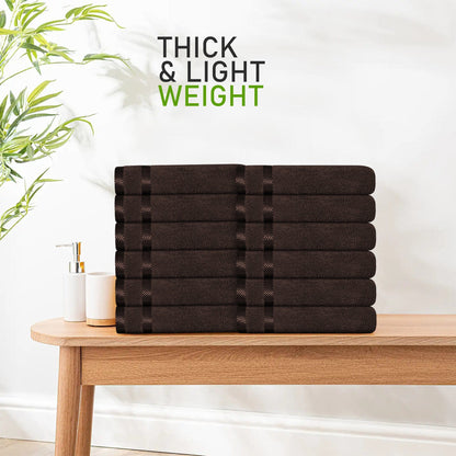 Belmont Viscose Stripe Brown Towels 100% Cotton Hotel Quality Super Absorbent 10 Piece Bale Set, 4 Hand Towel & 12 Face Cloths by OLIVIA ROCCO