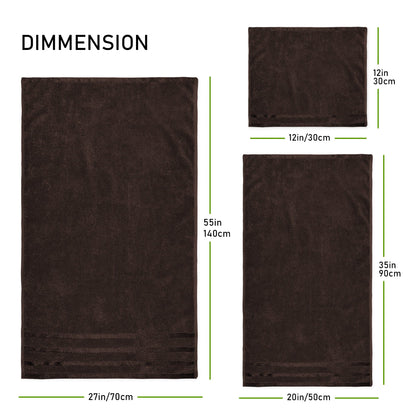 Belmont Viscose Stripe Brown Towels 100% Cotton Hotel Quality Super Absorbent 10 Piece Bale Set, 4 Hand Towel & 12 Face Cloths by OLIVIA ROCCO