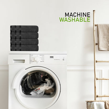 Belmont Viscose Stripe Grey Towels 100% Cotton Hotel Quality Super Absorbent 10 Piece Bale Set, 4 Hand Towel & 12 Face Cloths by OLIVIA ROCCO