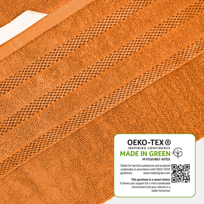 Belmont Viscose Stripe Orange Towels 100% Cotton Hotel Quality Super Absorbent 10 Piece Bale Set, 4 Hand Towel & 12 Face Cloths by OLIVIA ROCCO