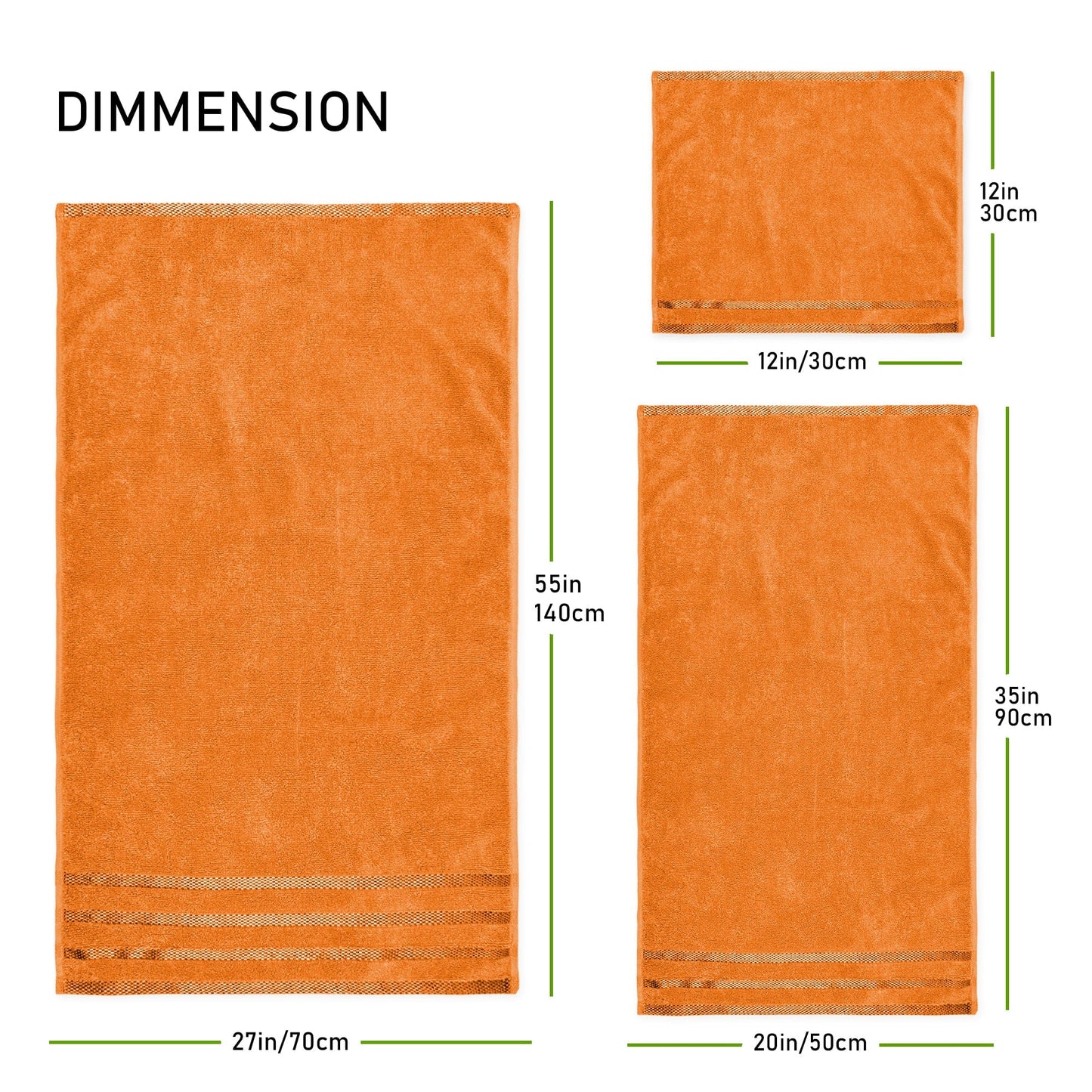 Belmont Viscose Stripe Orange Towels 100% Cotton Hotel Quality Super Absorbent 10 Piece Bale Set, 4 Hand Towel & 12 Face Cloths by OLIVIA ROCCO