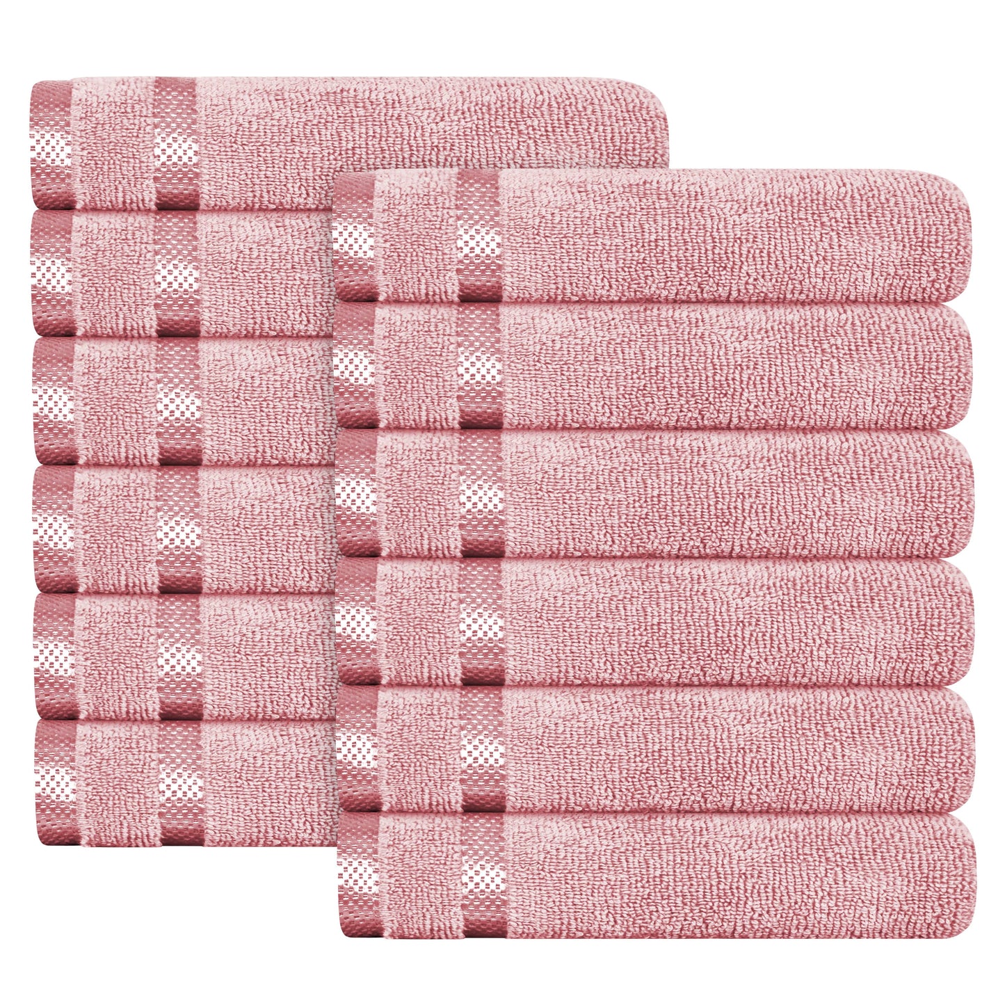 Belmont Viscose Stripe Pink Towels 100% Cotton Hotel Quality Super Absorbent 10 Piece Bale Set, 4 Hand Towel & 12 Face Cloths by OLIVIA ROCCO