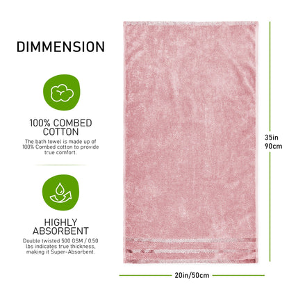 Belmont Viscose Stripe Pink Towels 100% Cotton Hotel Quality Super Absorbent 10 Piece Bale Set, 4 Hand Towel & 12 Face Cloths by OLIVIA ROCCO