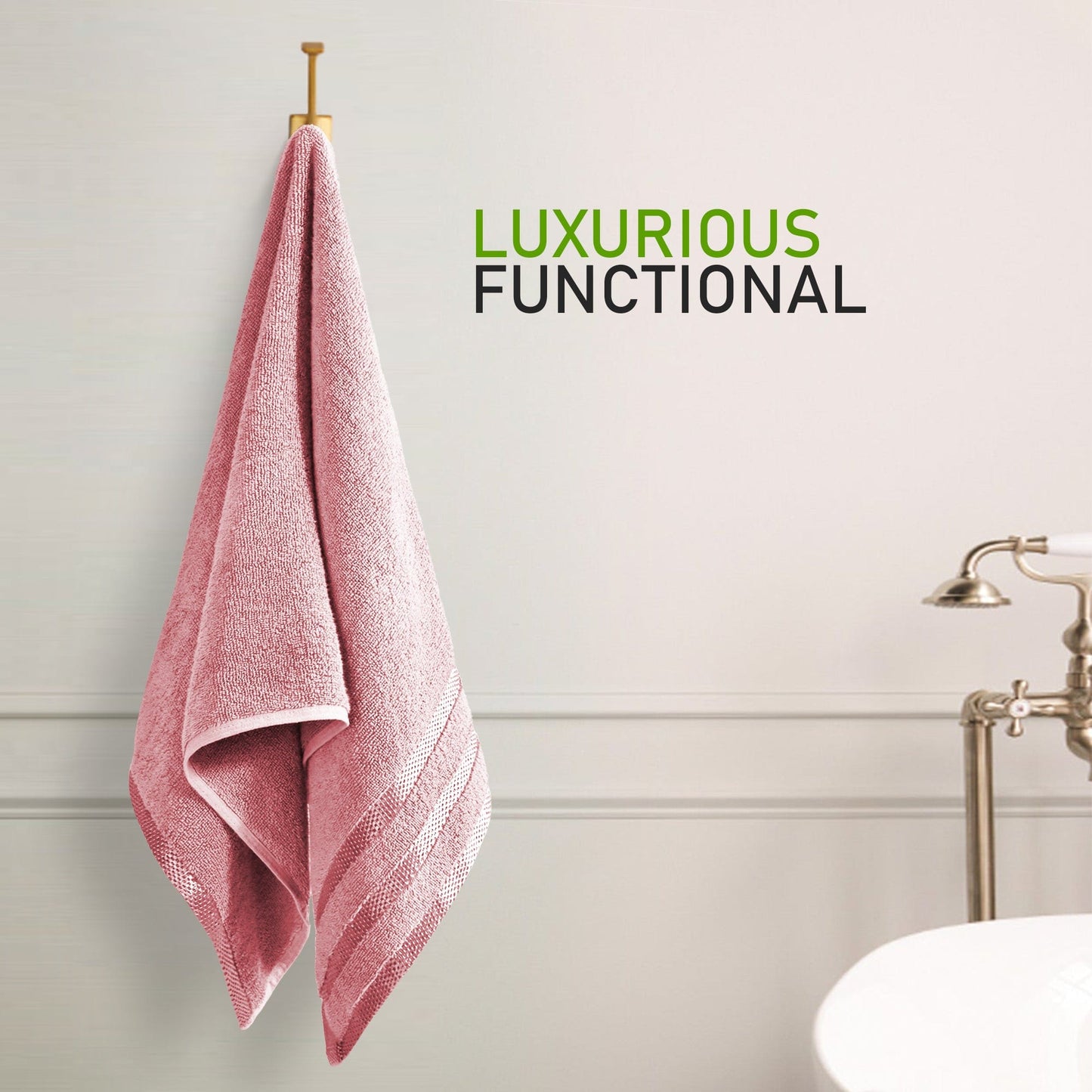 Belmont Viscose Stripe Pink Towels 100% Cotton Hotel Quality Super Absorbent 10 Piece Bale Set, 4 Hand Towel & 12 Face Cloths by OLIVIA ROCCO