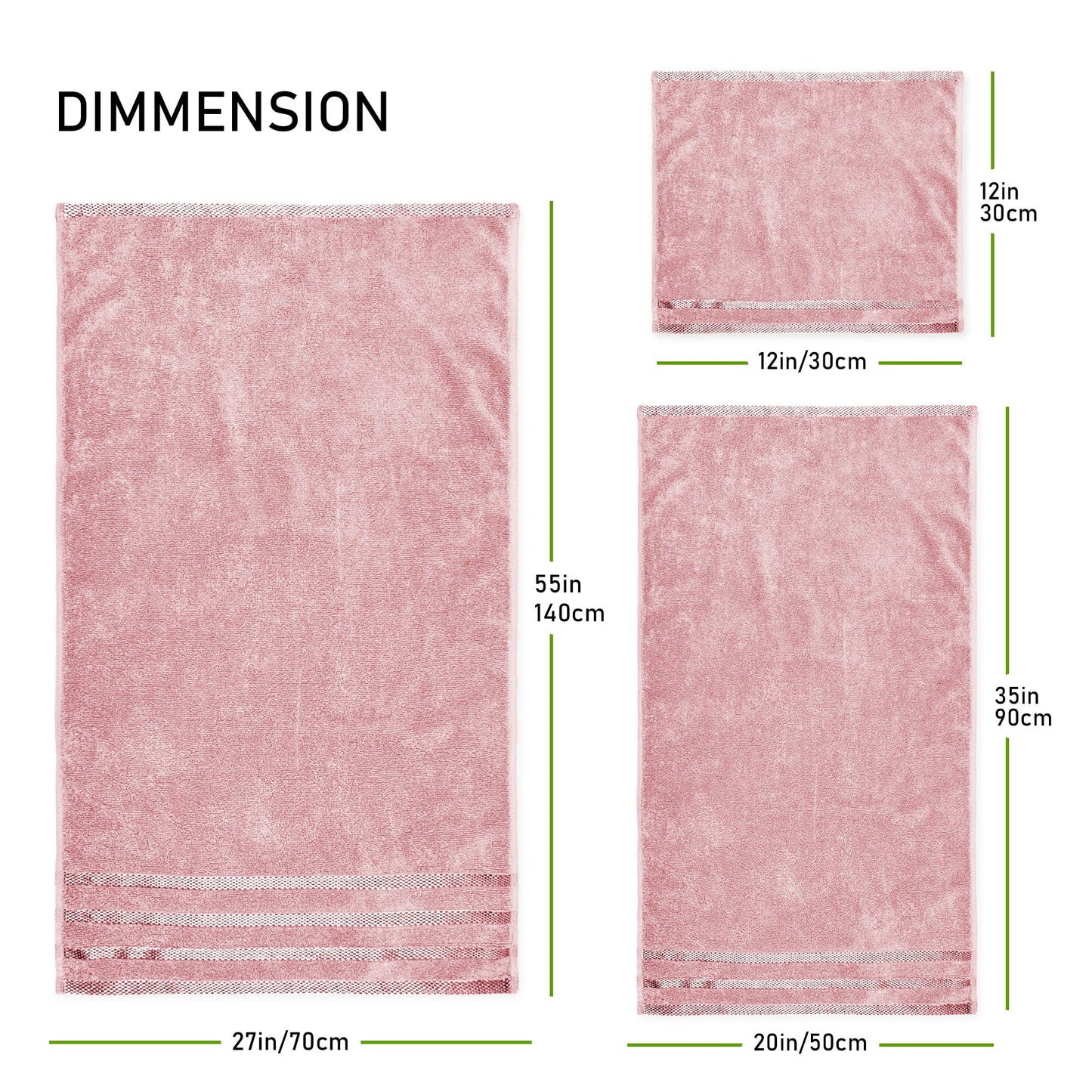 Belmont Viscose Stripe Pink Towels 100% Cotton Hotel Quality Super Absorbent 10 Piece Bale Set, 4 Hand Towel & 12 Face Cloths by OLIVIA ROCCO