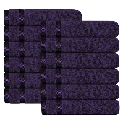 Belmont Viscose Stripe Purple Towels 100% Cotton Hotel Quality Super Absorbent 10 Piece Bale Set, 4 Hand Towel & 12 Face Cloths by OLIVIA ROCCO