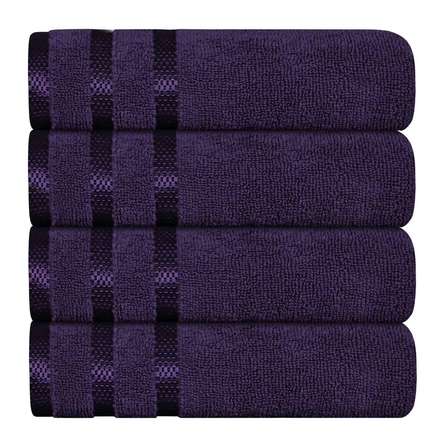 Belmont Viscose Stripe Purple Towels 100% Cotton Hotel Quality Super Absorbent 10 Piece Bale Set, 4 Hand Towel & 12 Face Cloths by OLIVIA ROCCO