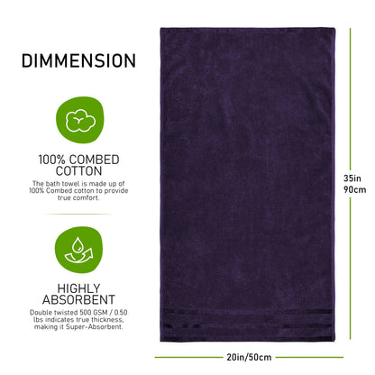 Belmont Viscose Stripe Purple Towels 100% Cotton Hotel Quality Super Absorbent 10 Piece Bale Set, 4 Hand Towel & 12 Face Cloths by OLIVIA ROCCO