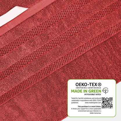 Belmont Viscose Stripe Red Towels 100% Cotton Hotel Quality Super Absorbent 10 Piece Bale Set, 4 Hand Towel & 12 Face Cloths by OLIVIA ROCCO