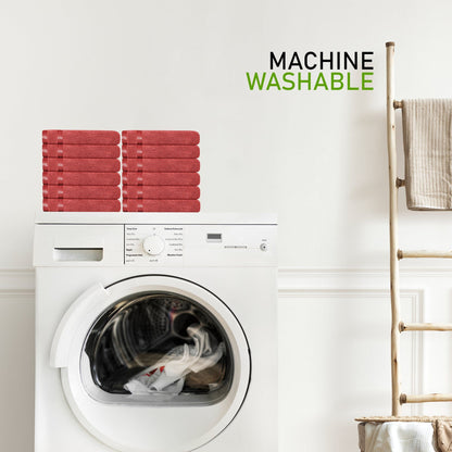 Belmont Viscose Stripe Red Towels 100% Cotton Hotel Quality Super Absorbent 10 Piece Bale Set, 4 Hand Towel & 12 Face Cloths by OLIVIA ROCCO