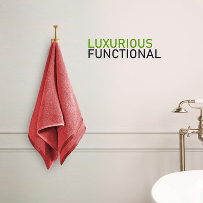 Belmont Viscose Stripe Red Towels 100% Cotton Hotel Quality Super Absorbent 10 Piece Bale Set, 4 Hand Towel & 12 Face Cloths by OLIVIA ROCCO