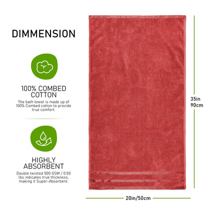 Belmont Viscose Stripe Red Towels 100% Cotton Hotel Quality Super Absorbent 10 Piece Bale Set, 4 Hand Towel & 12 Face Cloths by OLIVIA ROCCO