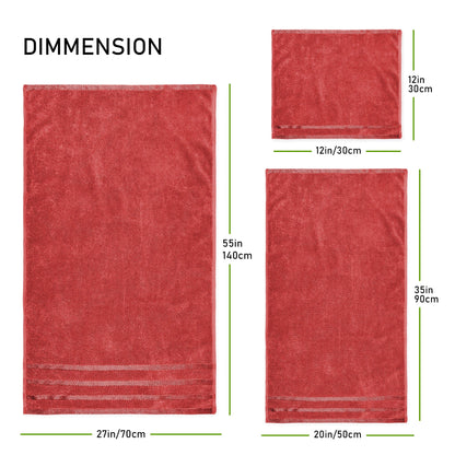 Belmont Viscose Stripe Red Towels 100% Cotton Hotel Quality Super Absorbent 10 Piece Bale Set, 4 Hand Towel & 12 Face Cloths by OLIVIA ROCCO