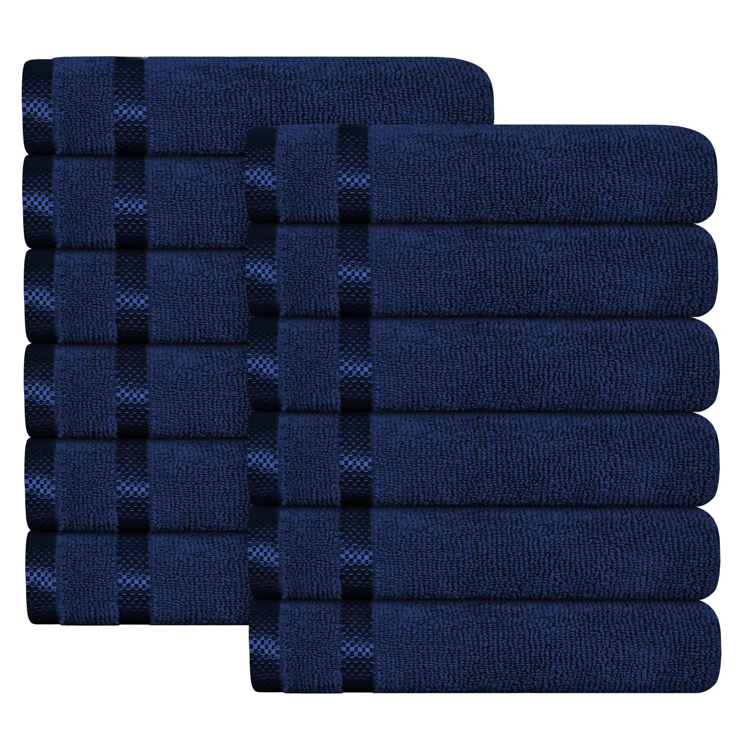 Belmont Viscose Stripe Royal Blue Towels 100% Cotton Hotel Quality Super Absorbent 10 Piece Bale Set, 4 Hand Towel & 12 Face Cloths by OLIVIA ROCCO
