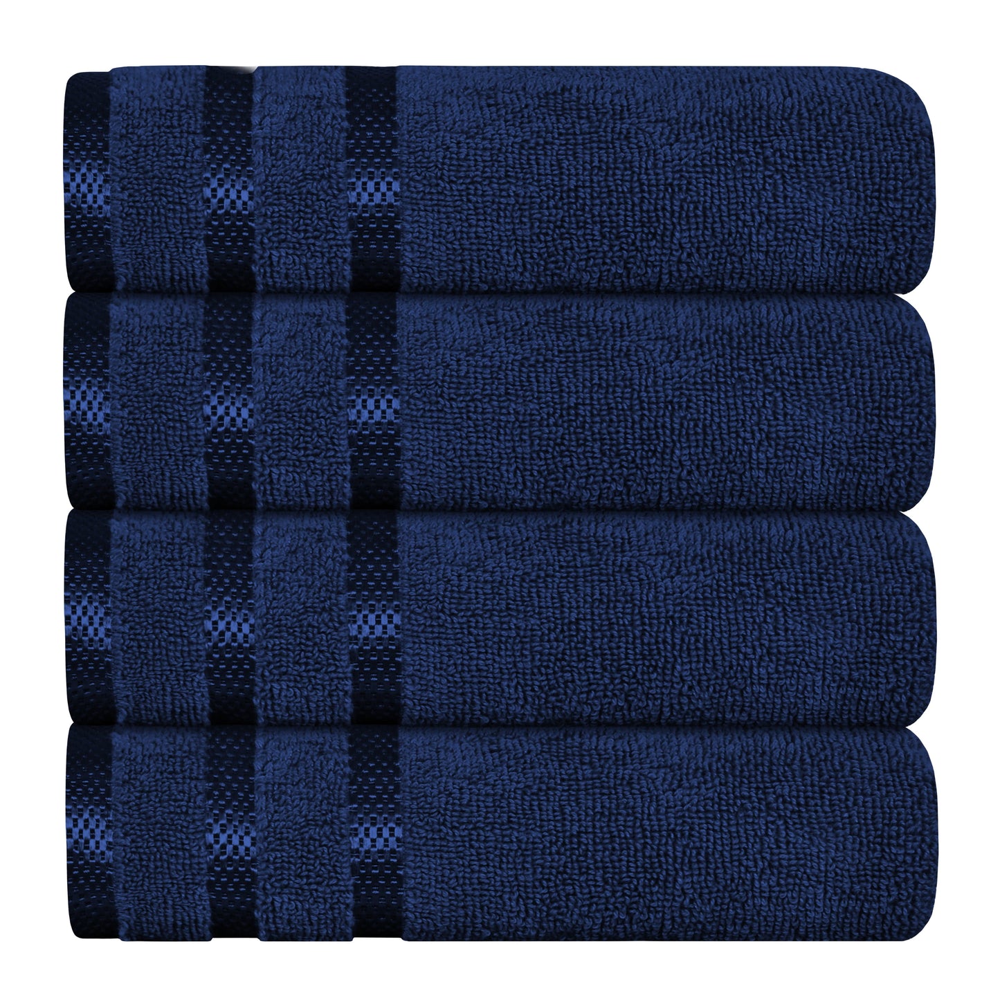 Belmont Viscose Stripe Royal Blue Towels 100% Cotton Hotel Quality Super Absorbent 10 Piece Bale Set, 4 Hand Towel & 12 Face Cloths by OLIVIA ROCCO