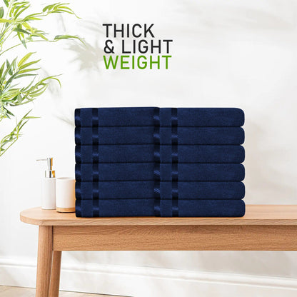 Belmont Viscose Stripe Royal Blue Towels 100% Cotton Hotel Quality Super Absorbent 10 Piece Bale Set, 4 Hand Towel & 12 Face Cloths by OLIVIA ROCCO