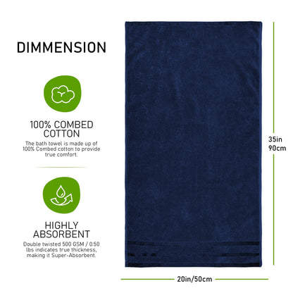 Belmont Viscose Stripe Royal Blue Towels 100% Cotton Hotel Quality Super Absorbent 10 Piece Bale Set, 4 Hand Towel & 12 Face Cloths by OLIVIA ROCCO