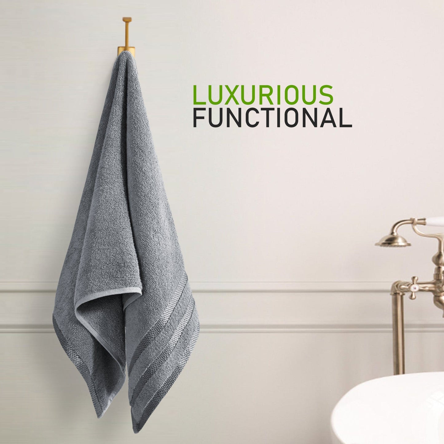 Belmont Viscose Stripe Silver Towels 100% Cotton Hotel Quality Super Absorbent 10 Piece Bale Set, 4 Hand Towel & 12 Face Cloths by OLIVIA ROCCO