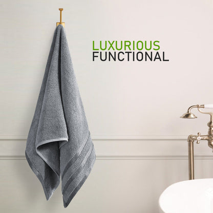 Belmont Viscose Stripe Silver Towels 100% Cotton Hotel Quality Super Absorbent 10 Piece Bale Set, 4 Hand Towel & 12 Face Cloths by OLIVIA ROCCO