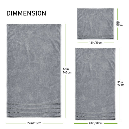 Belmont Viscose Stripe Silver Towels 100% Cotton Hotel Quality Super Absorbent 10 Piece Bale Set, 4 Hand Towel & 12 Face Cloths by OLIVIA ROCCO