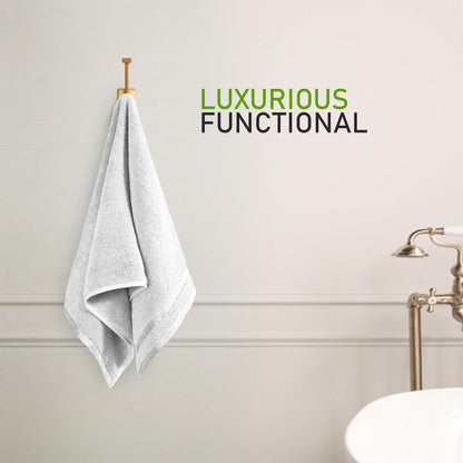 Belmont Viscose Stripe White Towels 100% Cotton Hotel Quality Super Absorbent 10 Piece Bale Set, 4 Hand Towel & 12 Face Cloths by OLIVIA ROCCO