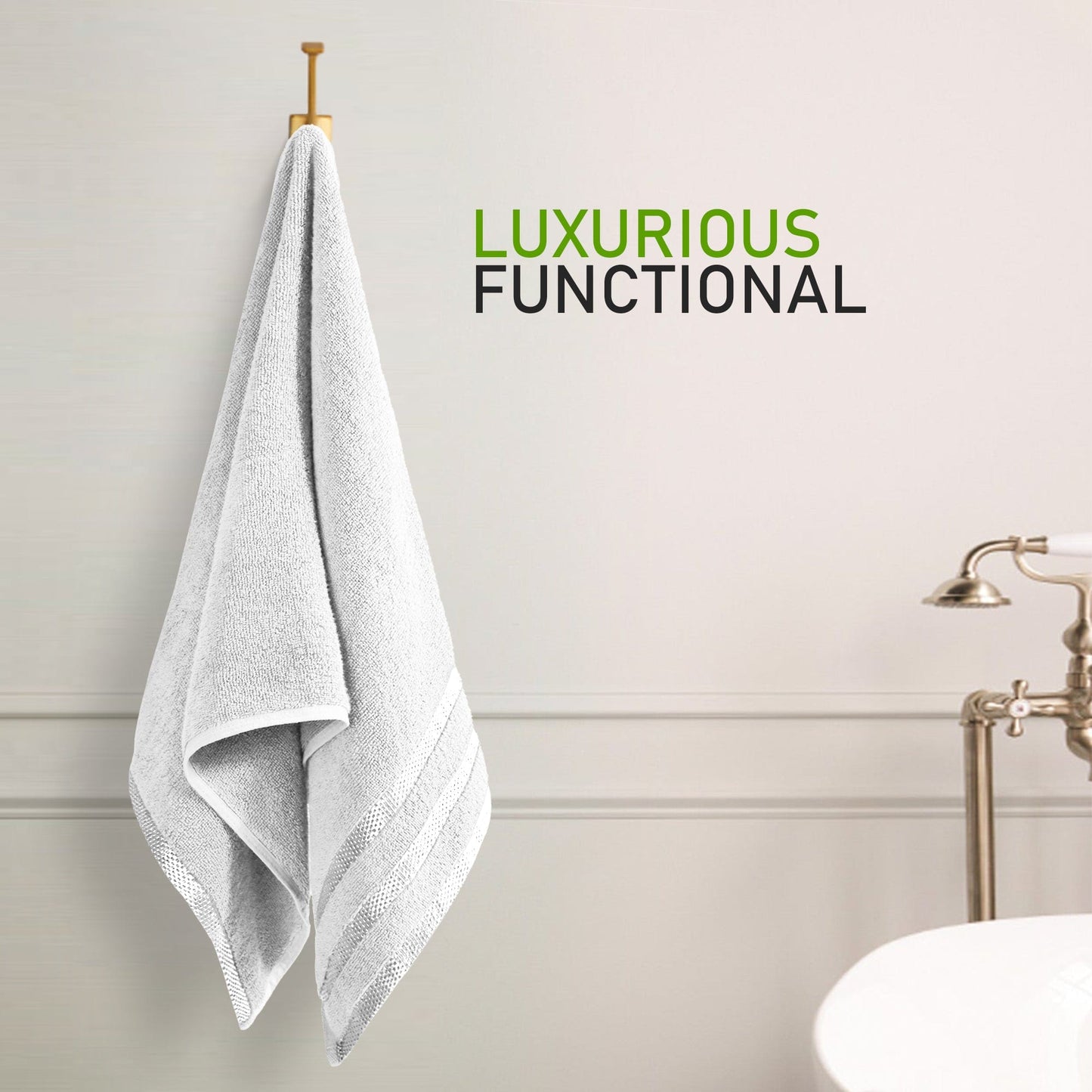 Belmont Viscose Stripe White Towels 100% Cotton Hotel Quality Super Absorbent 10 Piece Bale Set, 4 Hand Towel & 12 Face Cloths by OLIVIA ROCCO