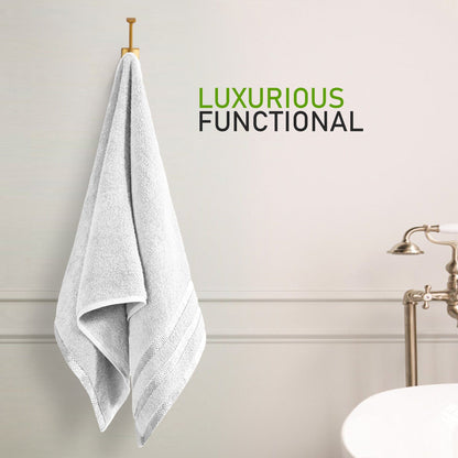 Belmont Viscose Stripe White Towels 100% Cotton Hotel Quality Super Absorbent 10 Piece Bale Set, 4 Hand Towel & 12 Face Cloths by OLIVIA ROCCO