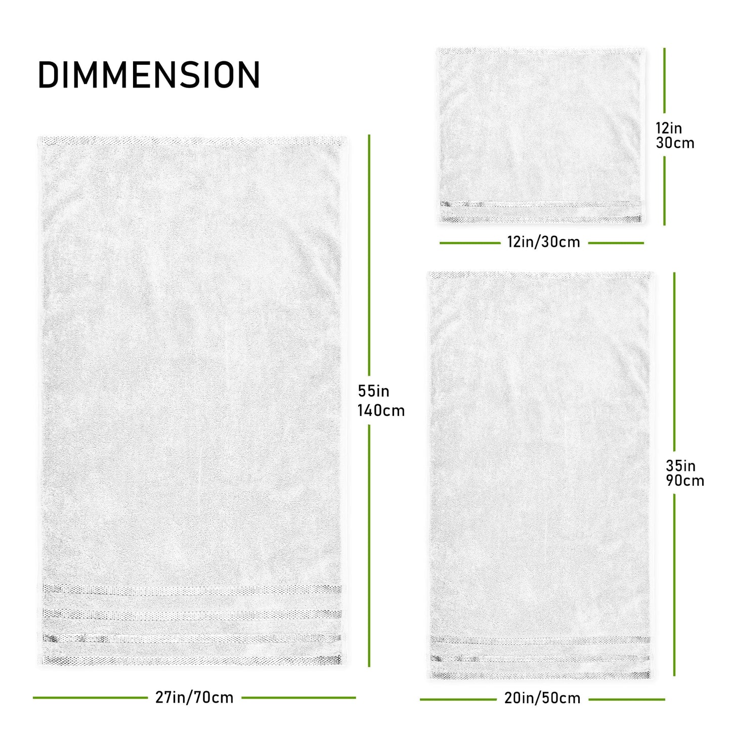 Belmont Viscose Stripe White Towels 100% Cotton Hotel Quality Super Absorbent 10 Piece Bale Set, 4 Hand Towel & 12 Face Cloths by OLIVIA ROCCO