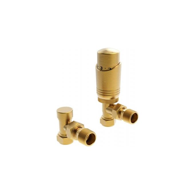 Design Twin Pack TRV Brushed Brass Angled