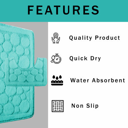 Cali Bubbles 2 Piece Duck Egg Bath Mat & Pedestal Set Non-Slip Soft & Absorbent Bathroom Mats for Comfort & Safety by OLIVIA ROCCO