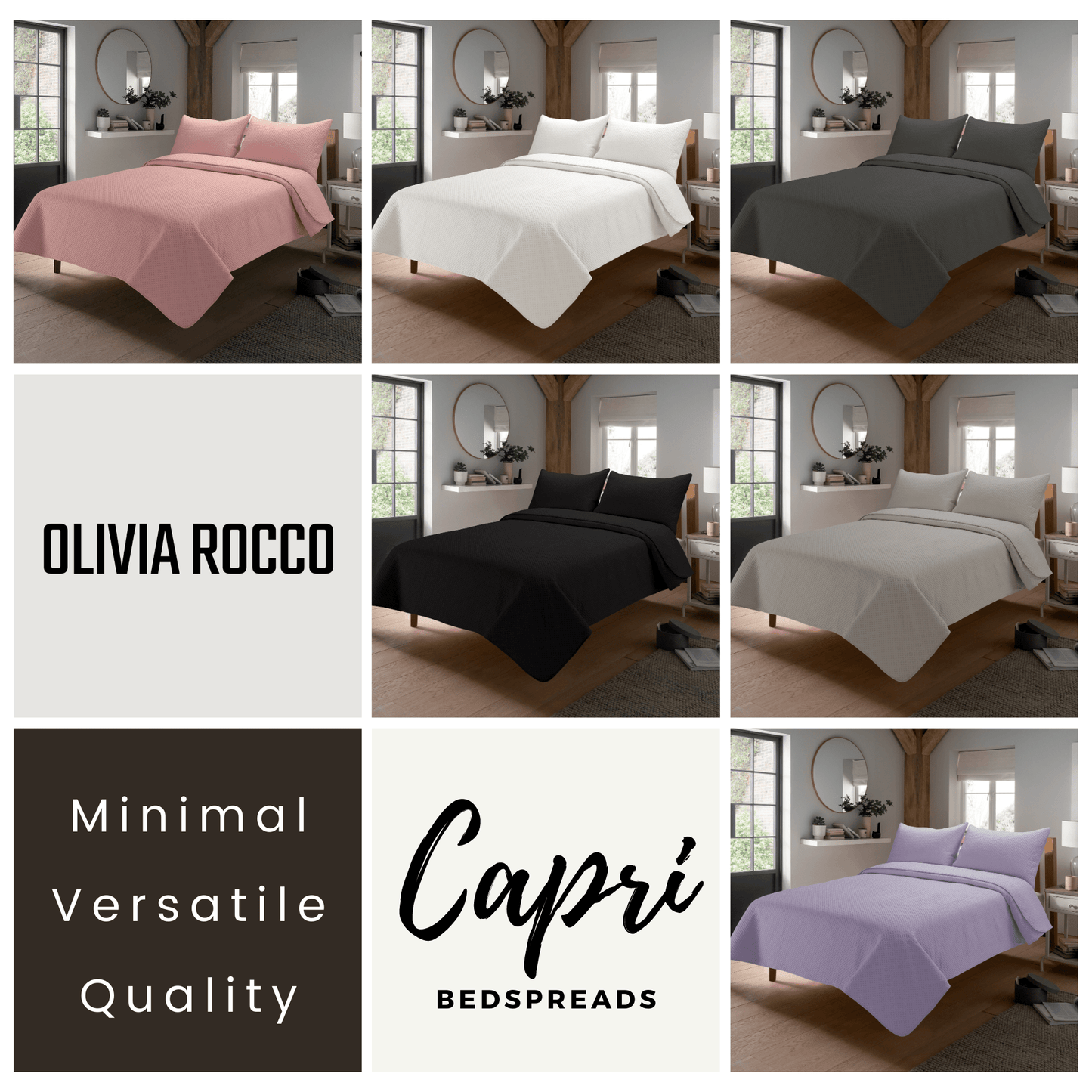 Capri Embossed Luxury Bedspread Set with Quilted Throw & Duvet Elegant Premium Bedding with Matching Pillow Shams Multiple Colours for Home Decor & Gifts by OLIVIA ROCCO