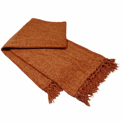 Chenille Tassel Elegant Throw Blanket for Couch Sofa Bed All-Season Soft Luxury by OLIVIA ROCCO