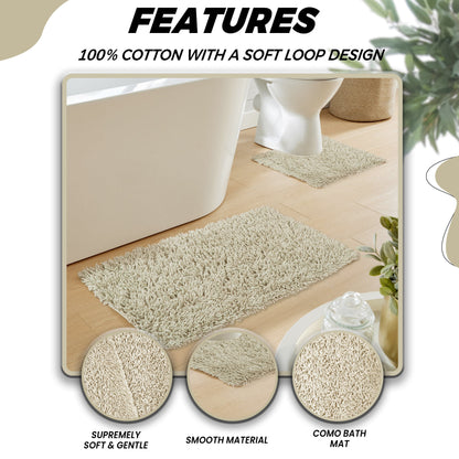 Como 2 Piece Natural Bath Mat & Pedestal Set Non-Slip Super Absorbent Cotton Bathroom Mats by OLIVIA ROCCO