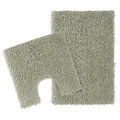 Como 2 Piece Sage Green Bath Mat & Pedestal Set Non-Slip Super Absorbent Cotton Bathroom Mats by OLIVIA ROCCO