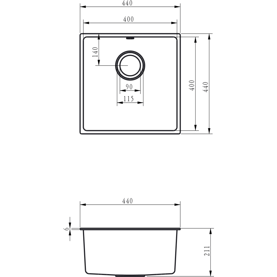 Ellsi Undermount 1 Bowl Sink & Waste