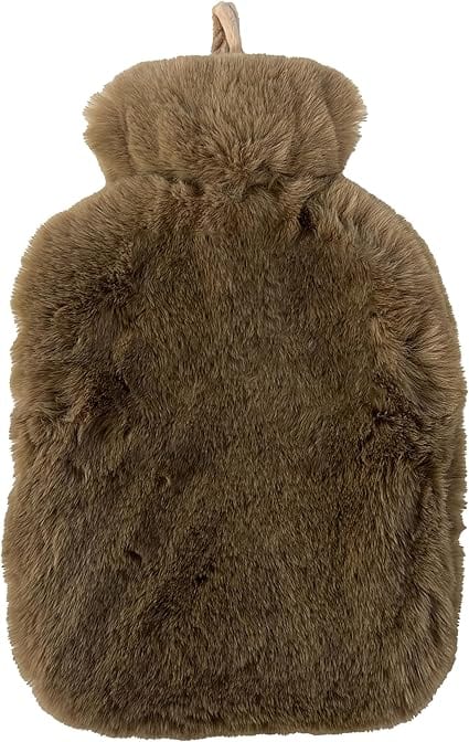 Faux Fur Covered 2 Litre Luxury Hot Water Bottle for Thermotherapy Durable Natural Rubber UK Safe Tested for Winter Warmth Ideal Gift for Adults Kids by OLIVIA ROCCO