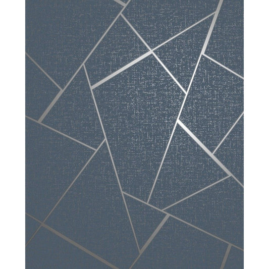 Fine Decor Quartz Fractal Navy / Silver Wallpaper (FD42683)